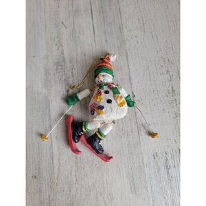 Unique glitter dangling skiing snowman ornament Xmas